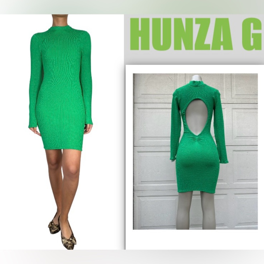 Elegant Green Open-Back Dress Hunza G